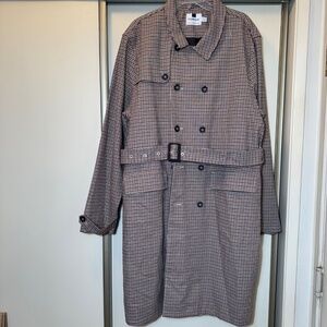 TOPMAN Houndstooth Double Breasted Trench Coat UK/US XXL ; EU: 111-116 CM